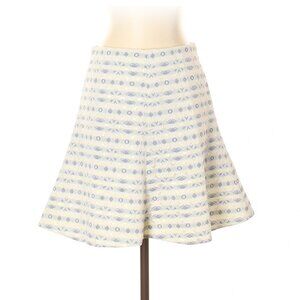 J.CREW White/Blue Geometric A-line Skirt